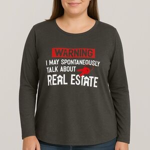 Realtor or Investor Funny T-shirt Long Sleeve Woman's size XL Petite Stretch Tee